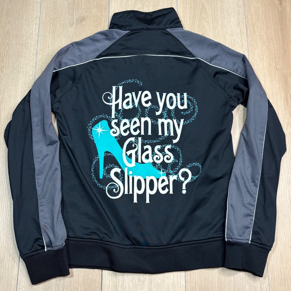 Disney 2015 Glass Slipper Challenge runDisney Track Jacket Black Grey Womens M